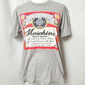 Moschino Couture! Milano Women's Gray Budweiser Logo Cotton T-shirt S